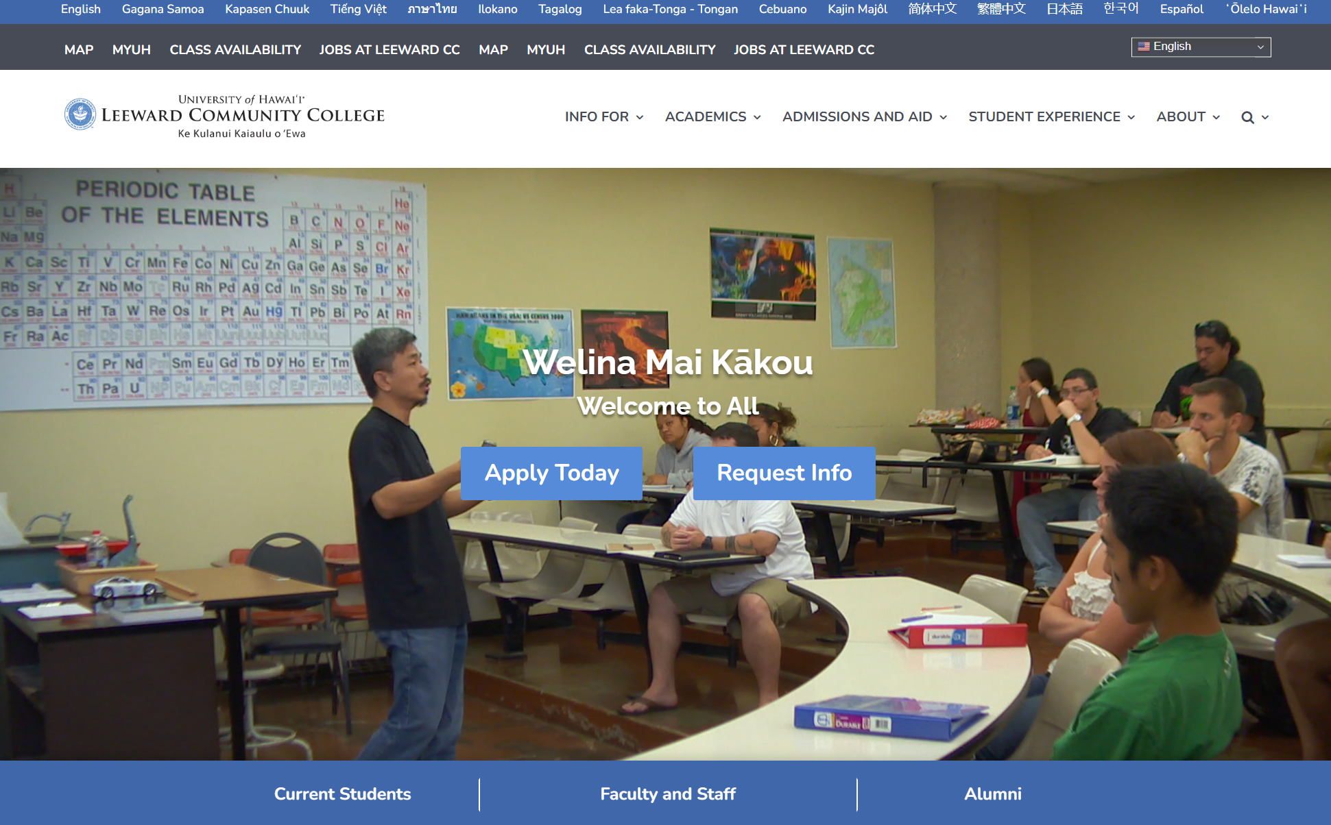 Original Leeward Community College website
