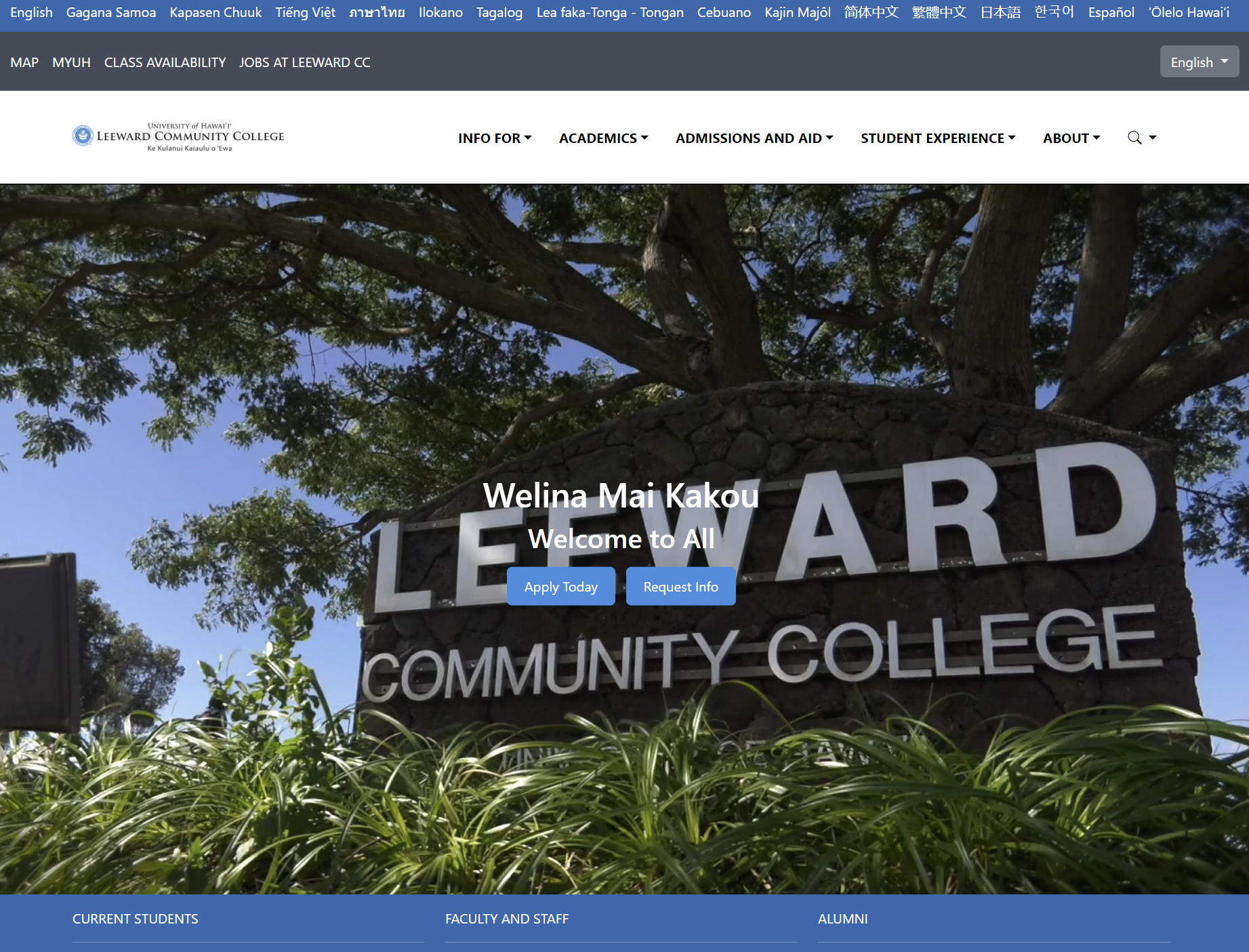 Replica of Leeward Community College website